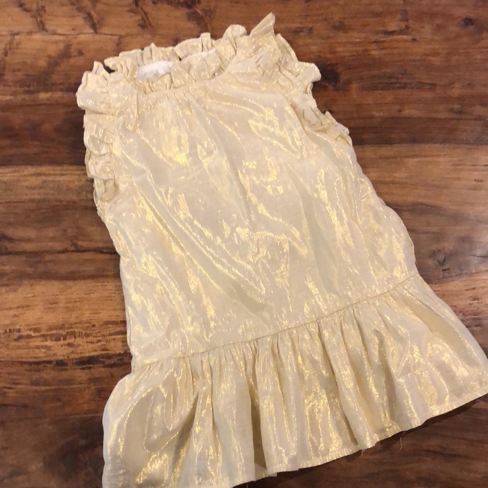 Tea Collection Gold Metallic Ruffle Dress 6 - Picture 4 of 9